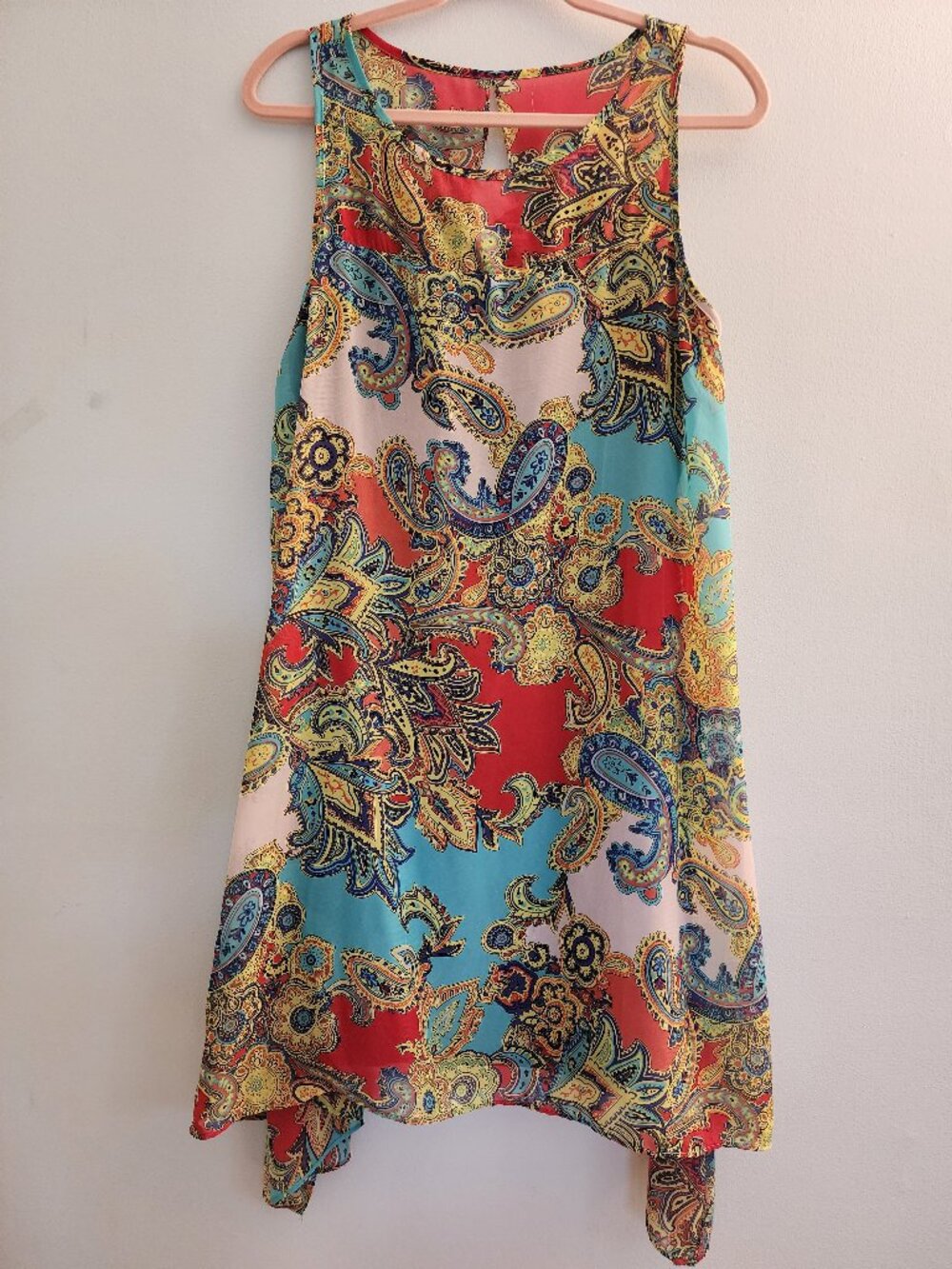 Robbie Bee Paisley Handkerchief Hem Shift Dress Size 12